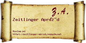 Zeitlinger Apród névjegykártya